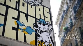Un grafitti d'un rat dessiné sur un mur dans le centre de Marseille, le 17 octobre 2024