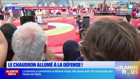 Hauts-de-Seine: le chaudron olympique a été allumé à la Grande Arche par la judokate Gévrise Emane