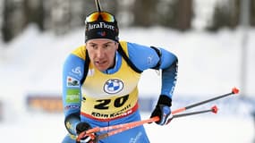 Le biathlète français Quentin Fillon Maillet pendant le sprint de Kontiolahti en Finlande, le 5 mars 2022