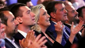 Jordan Bardella, Louis Aliot et Marine Le Pen à Perpignan le 4 juillet 2021