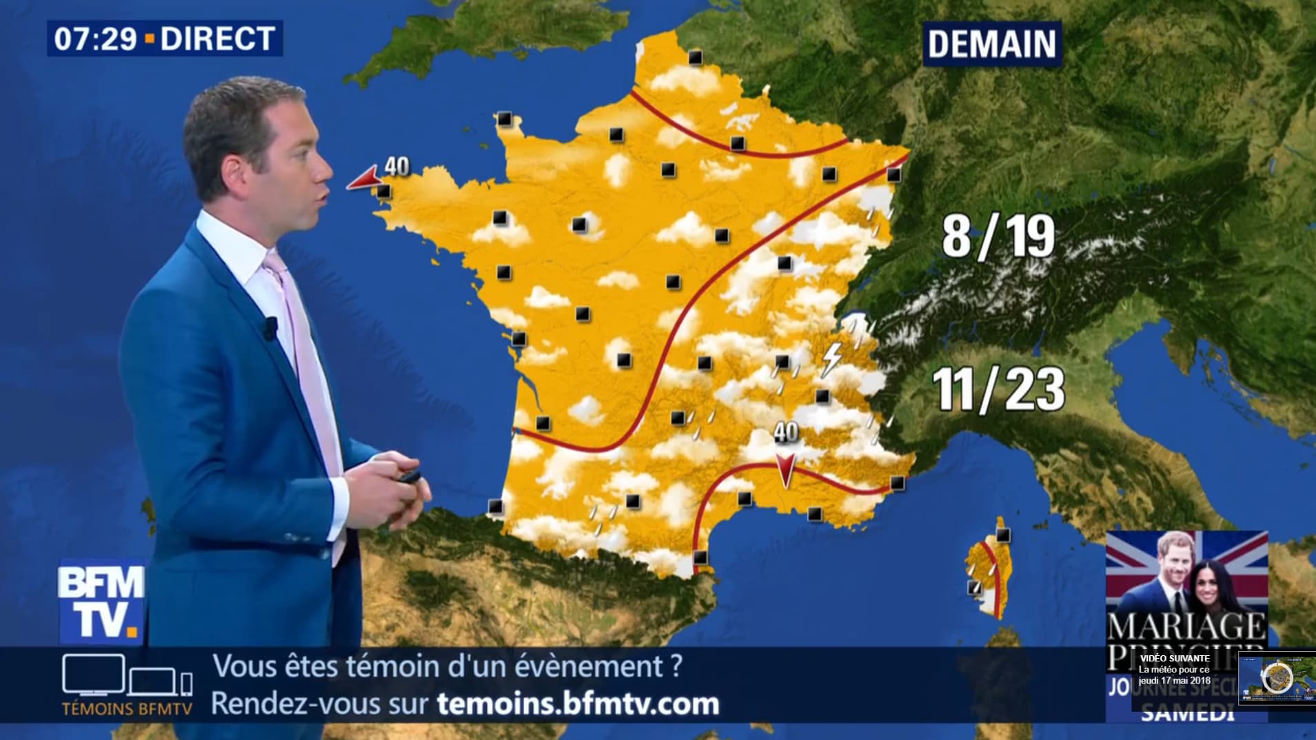 Météo du vendredi 18 mai 2018