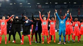 La joie des joueurs de Caen