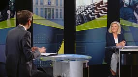 Marine Le Pen sur le plateau de Face à BFM ce jeudi soir.