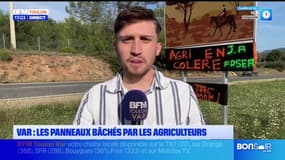 Var: des panneaux de communes bâchés par les agriculteurs