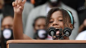 Yolanda Renee King a prononcé un discours remarqué lors de la marche contre le racisme, vendredi 28 août 2020, à Washington. 