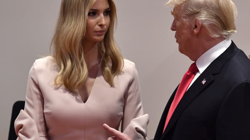 Le président des Etats-Unis Donald Trump et sa fille Ivanka Trump, lors du sommet du G20 à Hambourg en Allemagne, le 8 juillet 2017. - John MacDougall - AFP