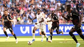 Mahamadou Diawara lors de son premier match avec l'OL, lors de Lyon-Lorient, 20 octobre 2023