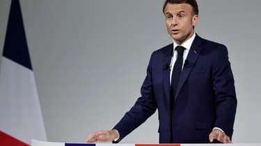 Emmanuel Macron lors de sa conférence de presse, le 12 juin 2024.