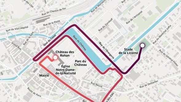 Tracé officiel du parcours de la flamme olympique à Saverne le 26 juin.