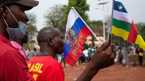 Une manifestation à Bangui, en République centrafricaine, en soutien à la Russie, le 5 mars 2022.