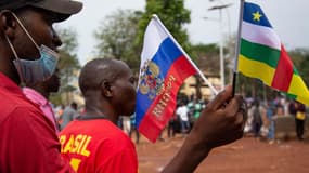 Une manifestation à Bangui, en République centrafricaine, en soutien à la Russie, le 5 mars 2022.