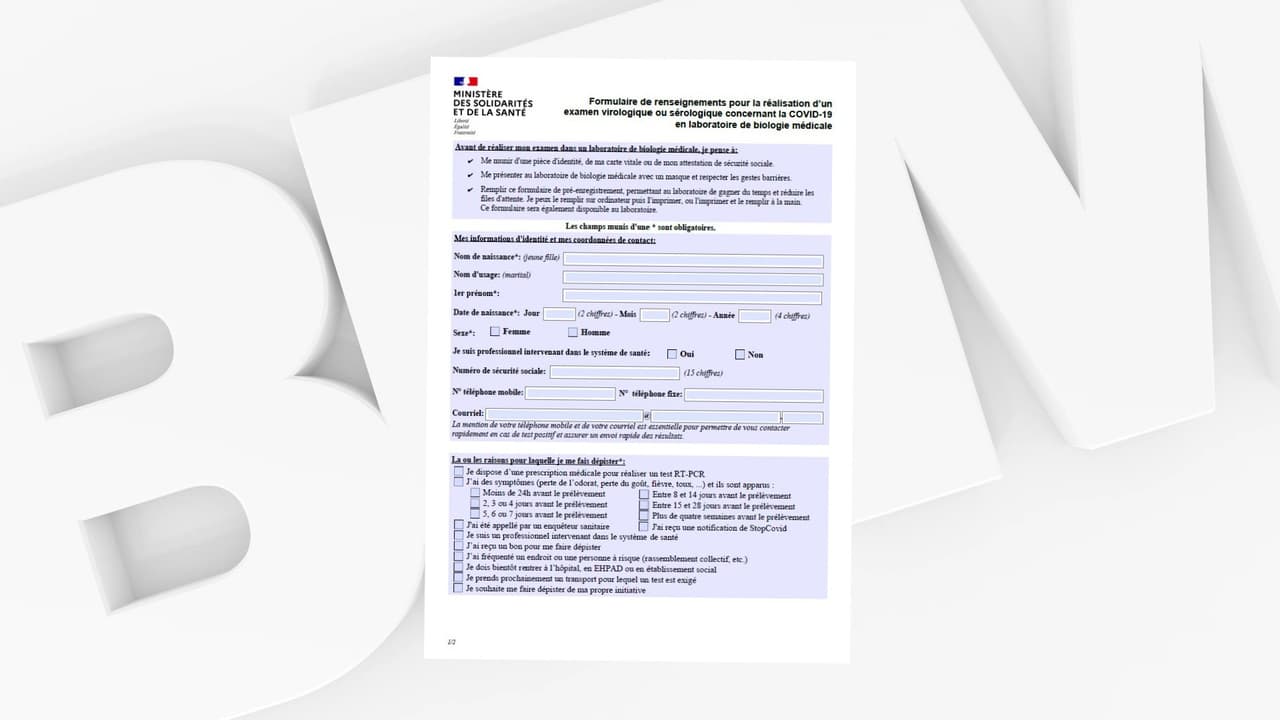 Coronavirus voici le formulaire à remplir avant d'aller passer un test
