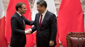 Emmanuel Macron et le Premier ministre chinois, Xi Jinping