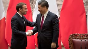 Emmanuel Macron et le Premier ministre chinois, Xi Jinping