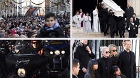 Le cercueil de Johnny Hallyday se dirige de la place de la Concorde vers la Madeleine, le 9 décembre 2017 à Paris.