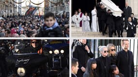 Le cercueil de Johnny Hallyday se dirige de la place de la Concorde vers la Madeleine, le 9 décembre 2017 à Paris. 