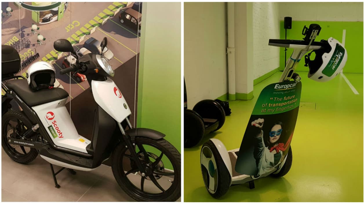 Scooter électrique en autopartage avec la start-up belge Scooty et les Segway de Ninebot, des moyens pour Europcar de se diversifier. Scooter électrique en autopartage avec la start-up belge Scooty et les Segway de Ninebot, des moyens pour Europcar de se diversifier.