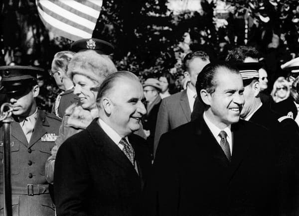 Georges Pompidou et Richard Nixon le 24 février 1970 à Washington 