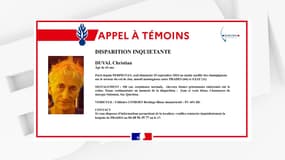 Christian Duval a disparu depuis le dimanche 29 septembre 2024.