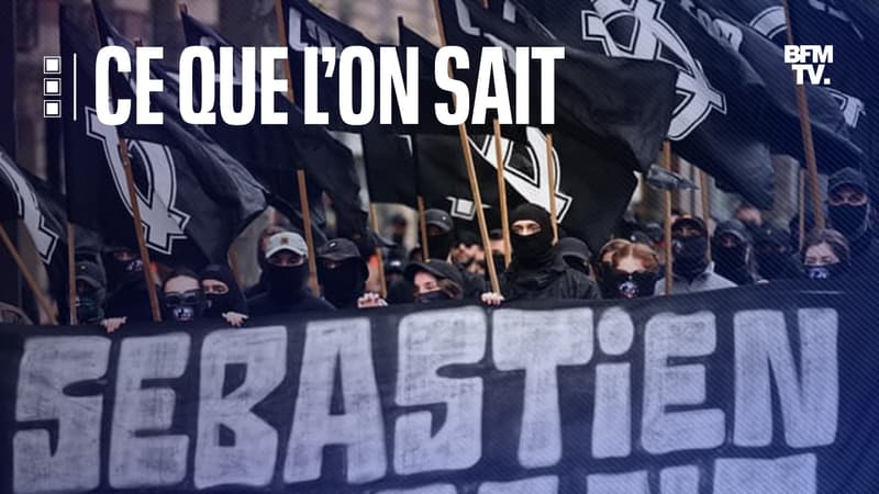 Des membres du groupe d'extrême droite "Comité du 9 Mai" se rassemblent pour commémorer le 29e anniversaire de la mort de Sébastien Deyzieu, du groupe ultranationaliste "Œuvre française", lors d'un rassemblement à Paris, le 6 mai 2023.