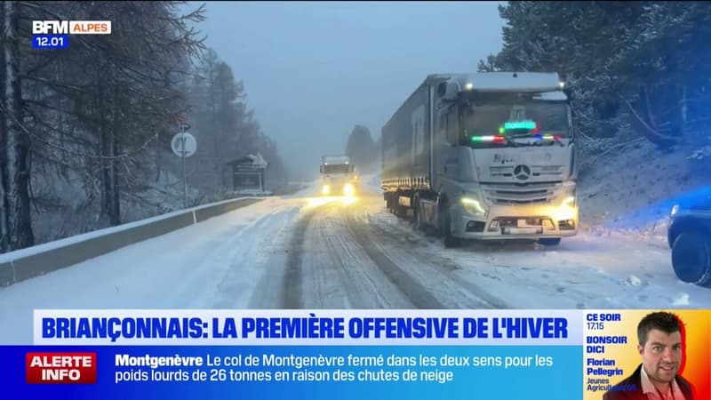 Hautes-Alpes: le col de Montgenèvre fermé toute une matinée à certains poids lourds en raison des chutes de neige