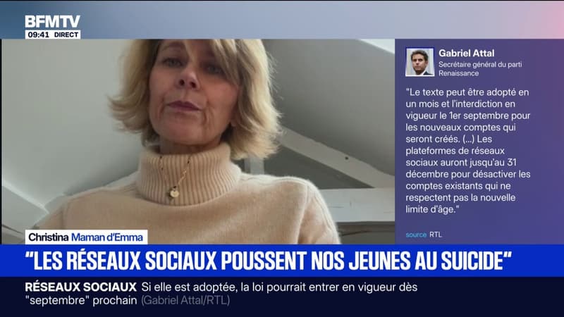 Les réseaux sociaux sont "une incitation au suicide", déclare Christina, mère d'Emma qui s'est suicidée après avoir été victime de harcèlement scolaire