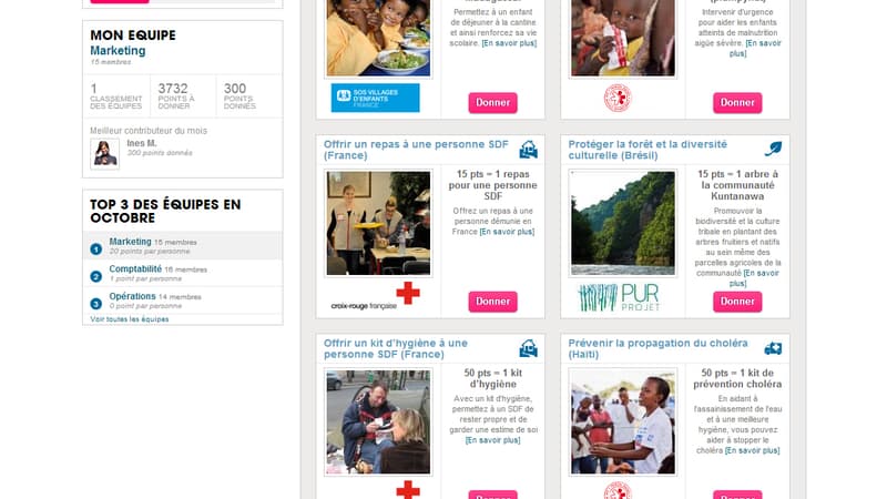 Giving Corner propose plusieurs choix d'actions solidaires