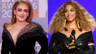 Adele aux Brit Awards, en février 2022 et Beyoncé, aux Grammy Awards, en mars 2021.