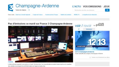 pas de JT en Champagne-Ardenne ce 18 décembre, en raison d'un mouvement de grève.