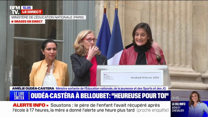 Passation de pouvoir au ministère de l'Éducation nationale: Amélie Oudéa-Castéra félicite Nicole Belloubet