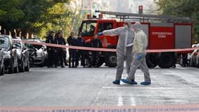 Un colis a explosé lundi au siège d'une société de courrier à Athènes tandis que des artificiers de la police ont désamorcé deux autres bombes dissimulées dans des paquets, dont l'un était destiné au président français Nicolas Sarkozy. /Photo prise le 1er