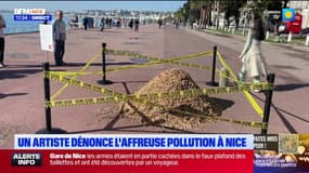 Un tas de mégots: à Nice, l'artiste Toolate dénonce la pollution des plages