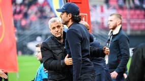 Fabio Grosso et Bruno Genesio avant Rennes-Lyon, 12 novembre 2023