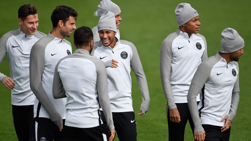 Les joueurs du PSG à l'entraînement