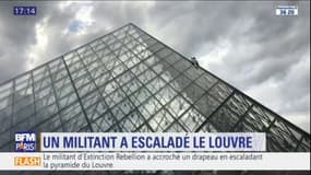Un militant d'Extinction Rebellion a escaladé la pyramide du Louvre