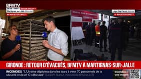 Incendie en Gironde: "On est bien contents de revenir, de retrouver ma boulangerie préférée", déclare cet habitant de Martignas-sur-Jalle (Gironde)