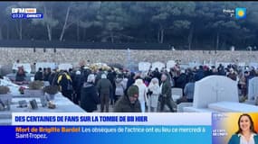 Des centaines de fans sur la tombe de Brigitte Bardot hier