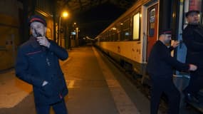Départ de la gare de Perpignan du dernier train de nuit Paris / Port-Bou, en Espagne, le 9 décembre 2016