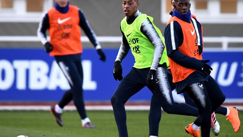 Kimpembe et Dembélé à l'entraînement