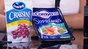 Deux des produits épinglés par Foodwatch.