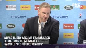 World Rugby assume l'annulation de matches du Mondial et rappelle "les règles claires"