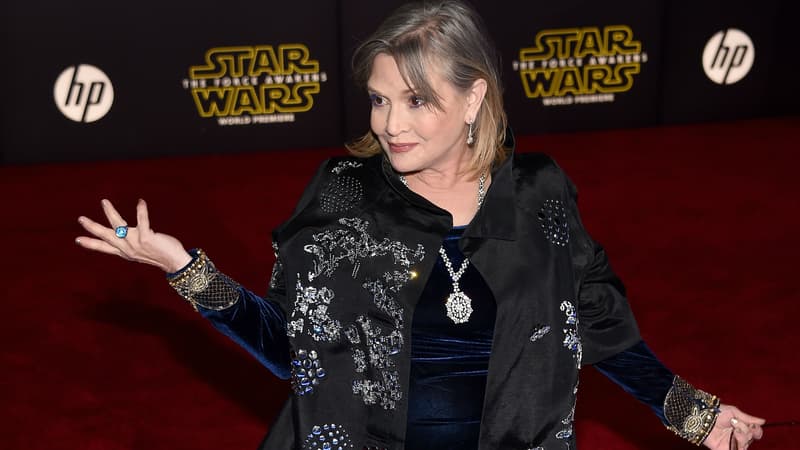Carrie Fisher à Los Angeles en 2015 pour la sortie de "Star Wars VII: le Réveil de la Force".