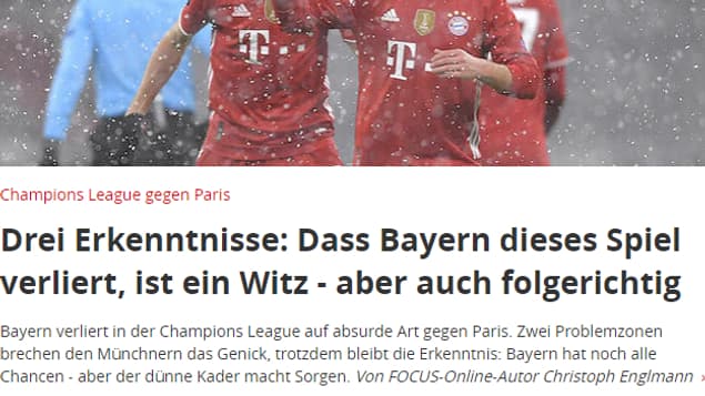 "La défaite du Bayern est une blague - mais logique", selon Focus Online "La défaite du Bayern est une blague - mais logique", selon Focus Online