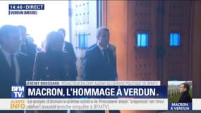 L'arrivée d'Emmanuel Macron au mémorial de Verdun