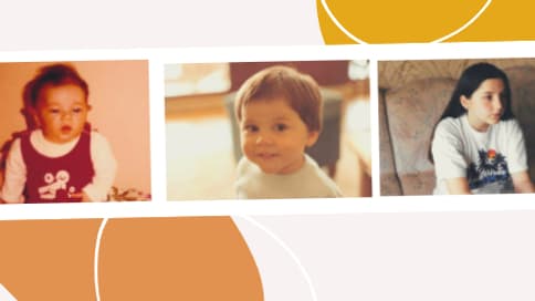 Photo d'Audrey bébé, avant son adoption; d'elle à deux ans et une d'elle enfant.