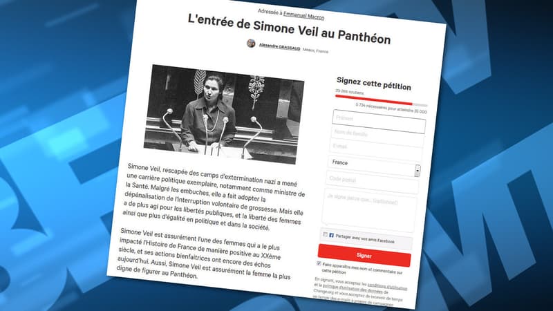 Une pétition réclamant l'entrée de Simone Veil au Panthéon a été mise en ligne sur Change?org.