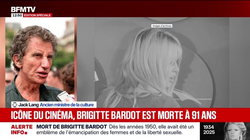 Mort de Brigitte Bardot: "Elle incarne une certaine idée de la France", réagit Jack Lang