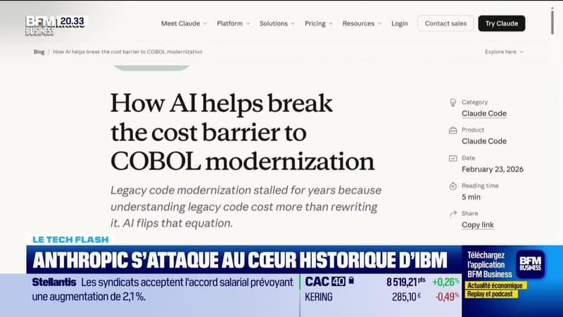 Le Tech Flash : Anthropic s'attaque au cœur historique d'IBM, par Léa Benaim - 24/02