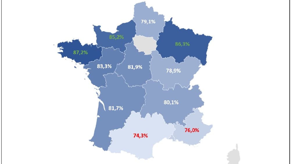 Part des TER en retard d'au moins 5 minutes en 2019 Part des TER en retard d'au moins 5 minutes en 2019