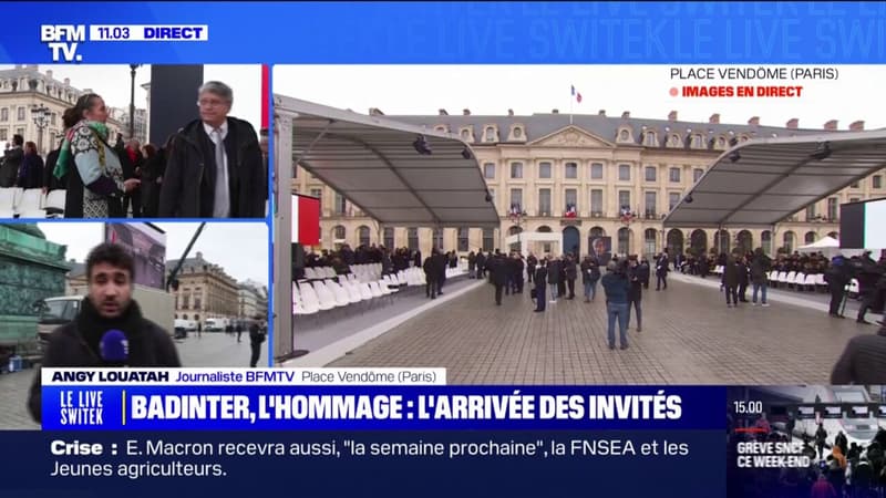 Hommage à Robert Badinter: le public commence à arriver place Vendôme